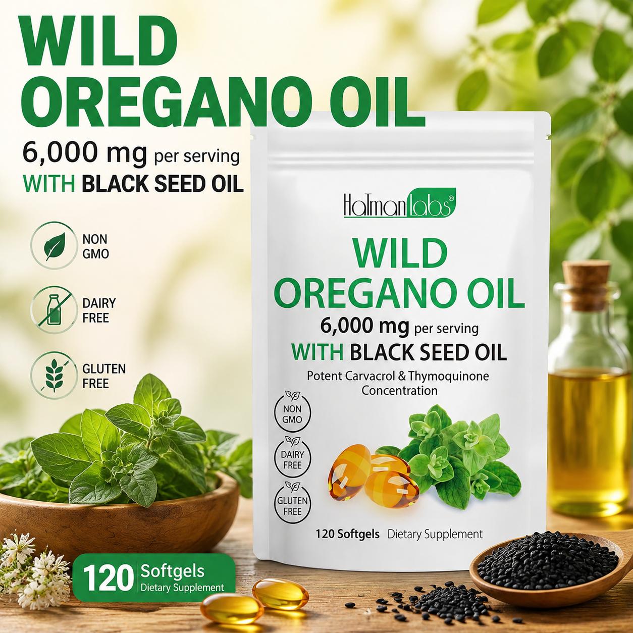 Black Seed Oil Capsule - Huile d'origan sauvage avec huile de