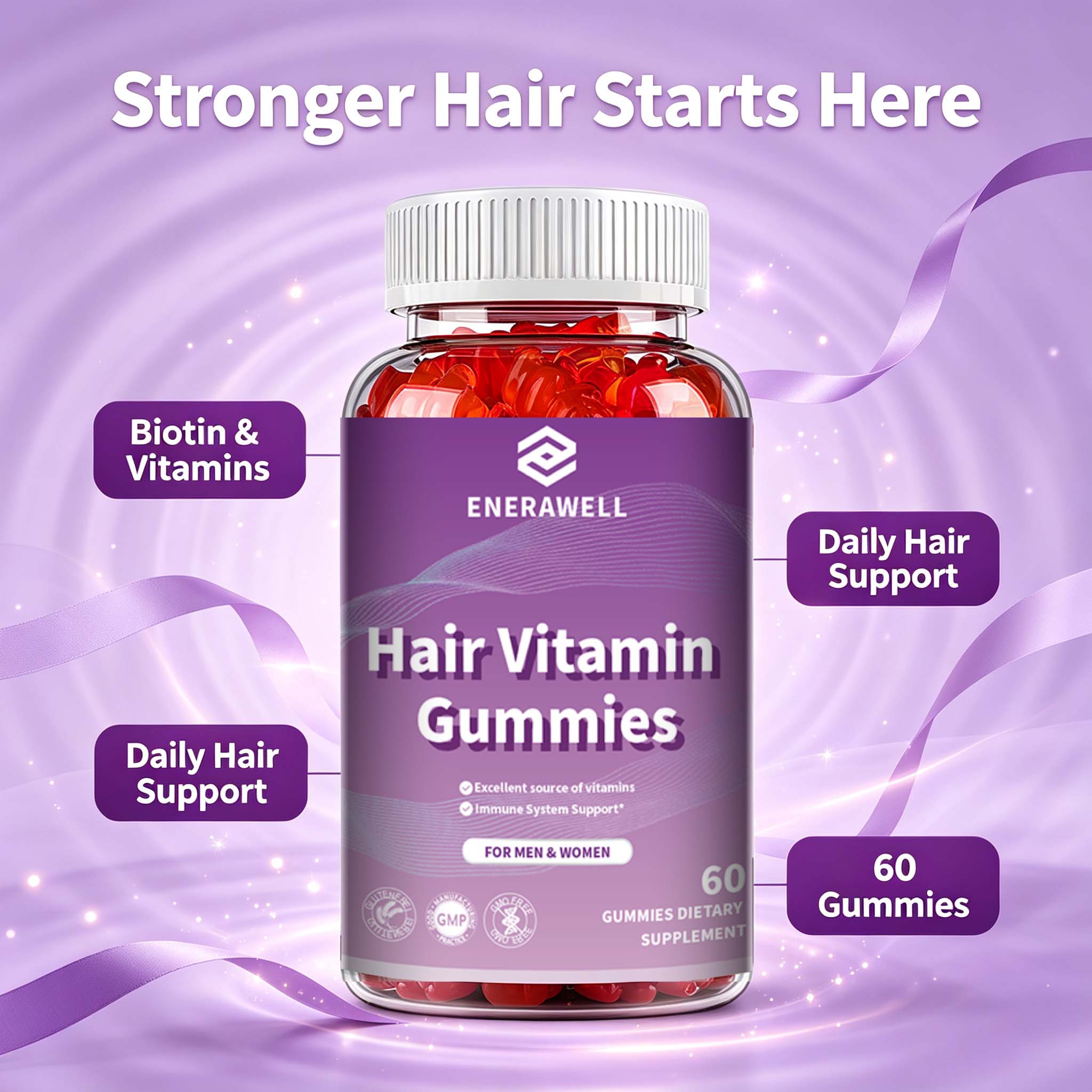 Multivitamin Gummy Adult - Gummies à la biotine 5000 mcg,